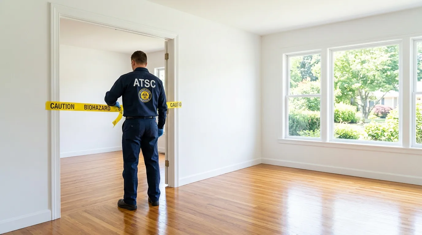 Certified biohazard cleanup crew performing Crime Scene Cleanup in Stamford